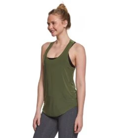 Onzie Lightweight Glossy Flow Yoga Tank Top Moss
