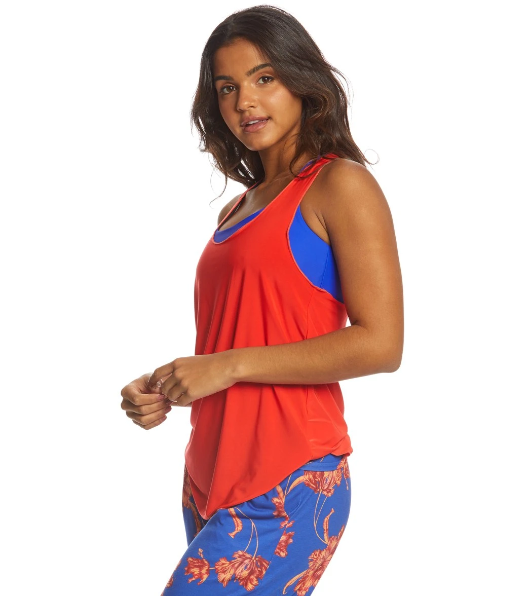 Onzie Lightweight Glossy Flow Yoga Tank Top Coral 3 Onzie Lightweight Glossy Flow Yoga Tank Top Coral