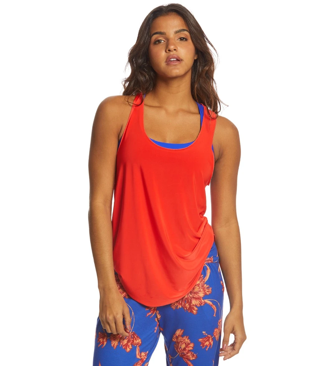Onzie Lightweight Glossy Flow Yoga Tank Top Coral 6 Onzie Lightweight Glossy Flow Yoga Tank Top Coral - Image 4