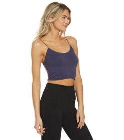 Free People Seamless Skinny Strap Crop Top Hawaiian Blue