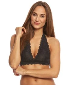 Free People Galloon Lace Halter Bra -Yoga Alliance 1740187598883 black