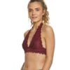 Free People Galloon Lace Halter Bra Wine