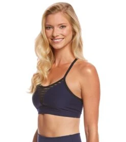 Beyond Yoga Spacedye Stacked And Sliced Racer Yoga Sports Bra Valor/Navy