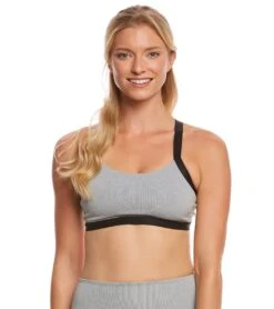 Beyond Yoga Overture Strappy Ballet Yoga Sport Bra Gray Pintuck -Yoga Alliance 1740199100451 graypintuck