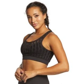 Betsey Johnson Performance Slit Mesh Seamless Bra Black