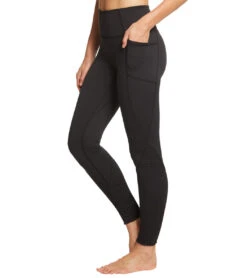 Free People Movement Time Is Now Smocked Leggings With Pockets Black -Yoga Alliance 1740388204579 black
