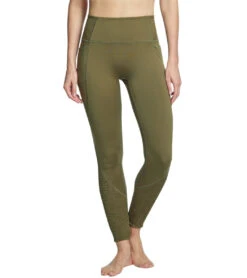 Free People Movement Time Is Now Smocked Leggings With Pockets Army