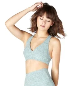 Beyond Yoga Spacedye Lift Your Spirits Yoga Sports Bra True Teal/White