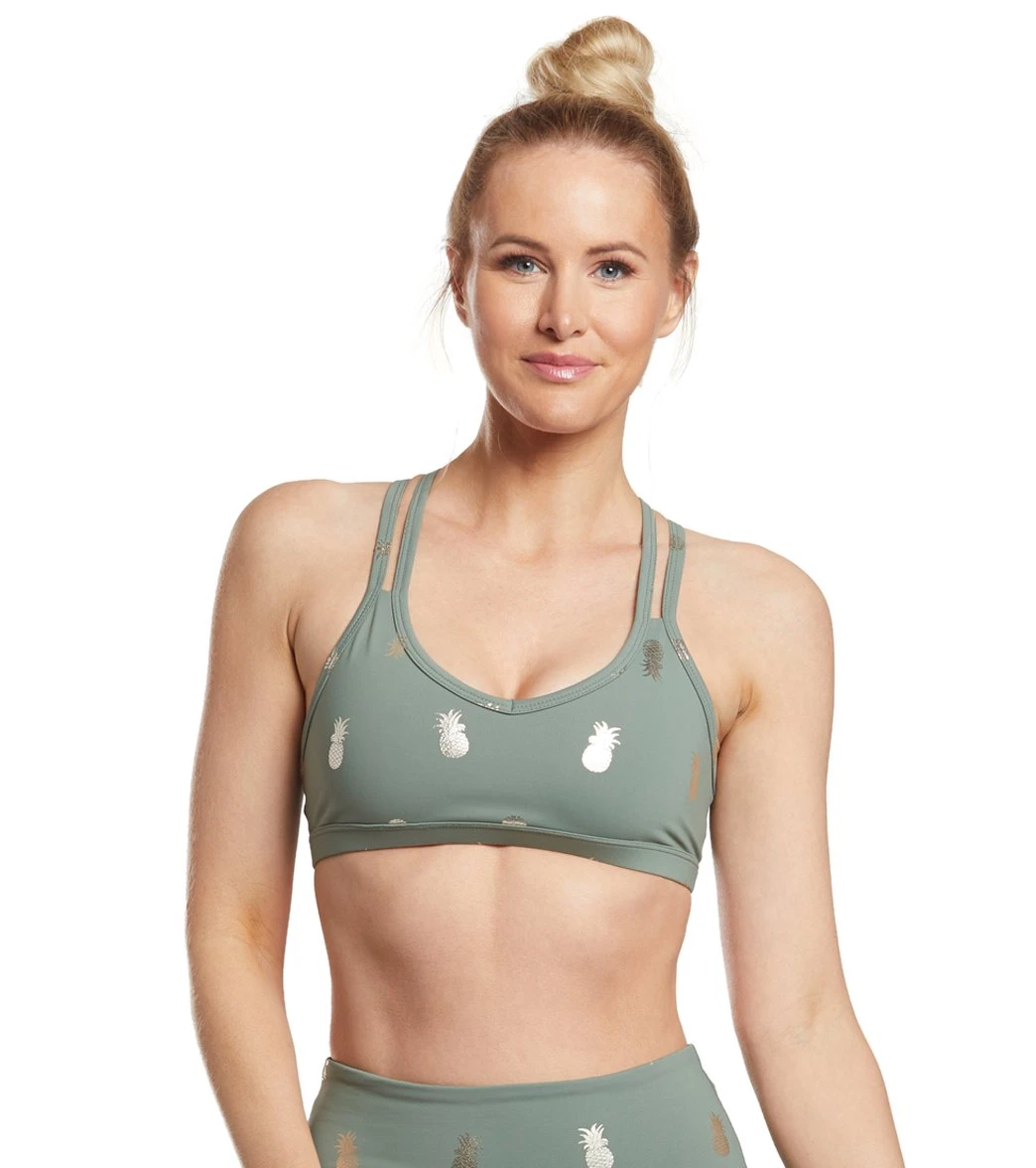 Beyond Yoga Tropical Double Back Yoga Sports Bra Aloha Green Pineapples 3 Beyond Yoga Tropical Double Back Yoga Sports Bra Aloha Green Pineapples