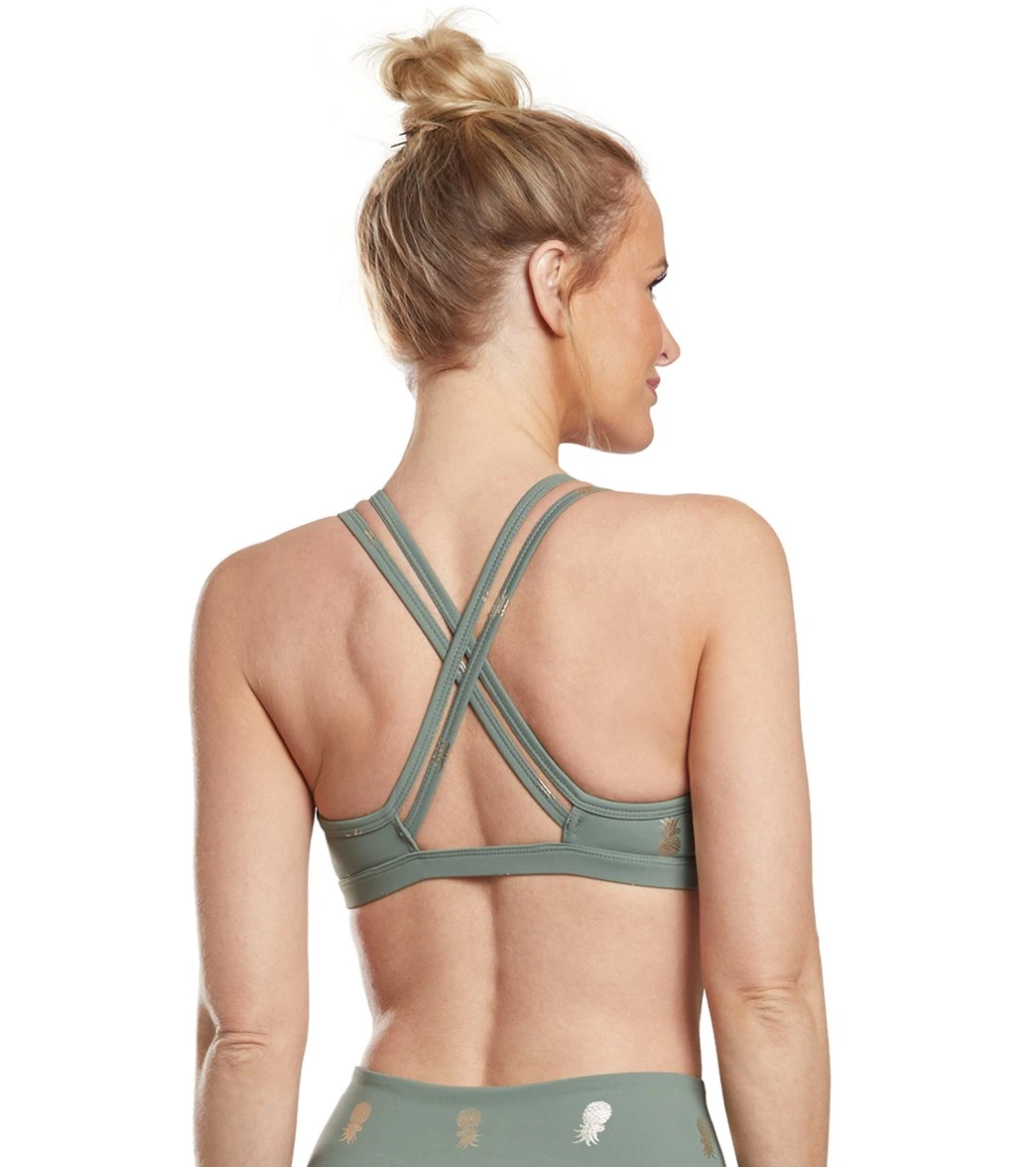 Beyond Yoga Tropical Double Back Yoga Sports Bra Aloha Green Pineapples 7 Beyond Yoga Tropical Double Back Yoga Sports Bra Aloha Green Pineapples - Image 5