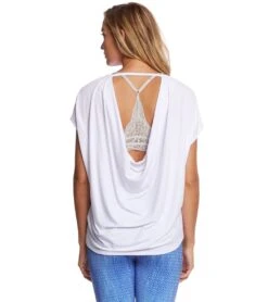 Onzie Drop Back Yoga Short Sleeve Tee White 9 Onzie Drop Back Yoga Short Sleeve Tee White -Yoga Alliance 1741565820963 white