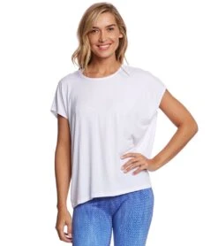 Onzie Drop Back Yoga Short Sleeve Tee White