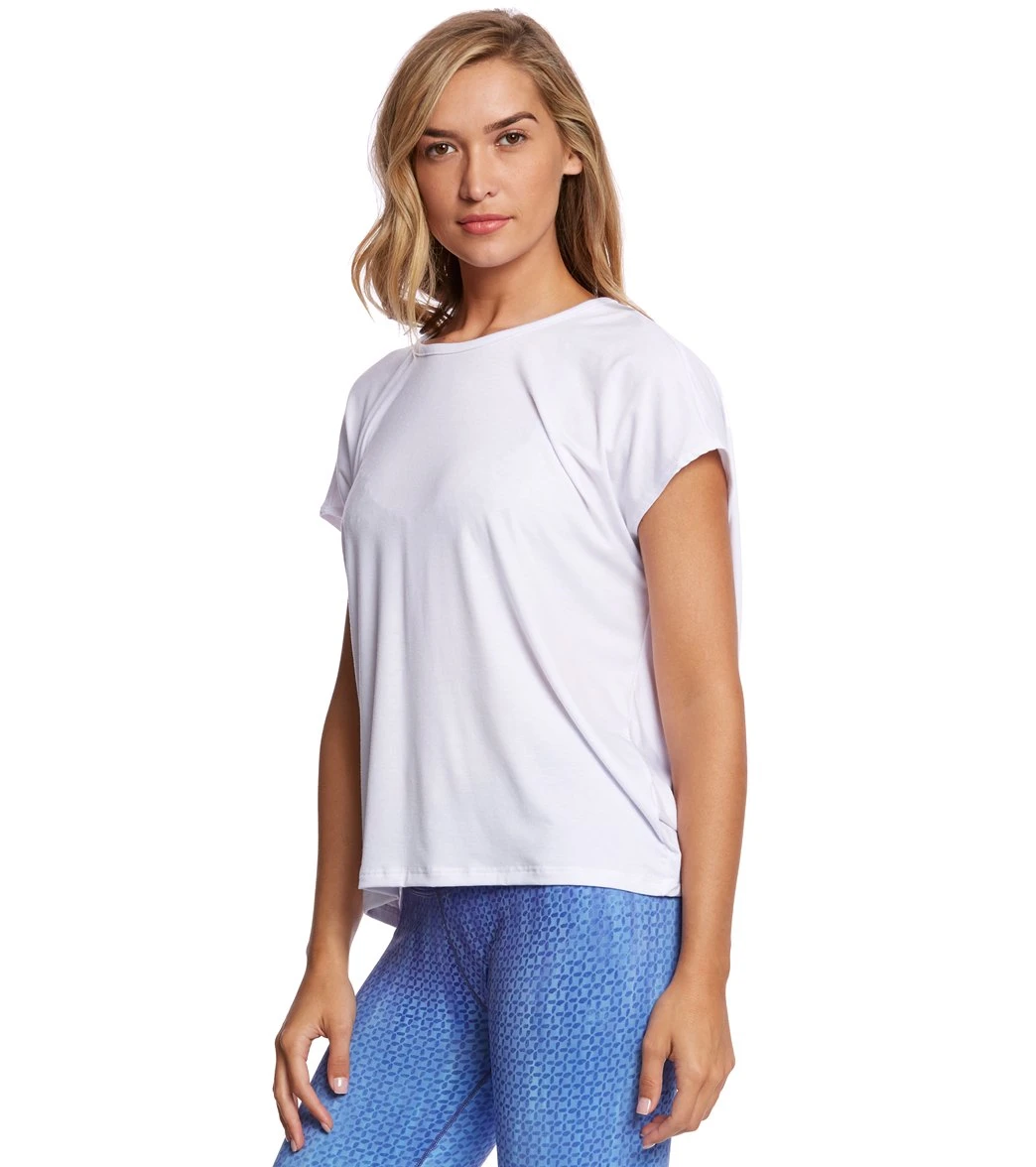 Onzie Drop Back Yoga Short Sleeve Tee White 4 Onzie Drop Back Yoga Short Sleeve Tee White - Image 2