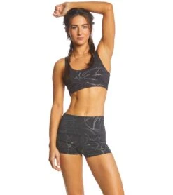 Beyond Yoga Flashback Circuit High Waisted Short Shorts Monstera Leaf Silver/Black -Yoga Alliance 1741754957859 monsteraleafsilverblack 4a