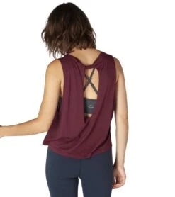 Beyond Yoga Aquarius Twisted Yoga Tank Team Burgundy -Yoga Alliance 1741821509667 teamburgundy