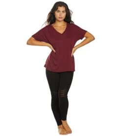 Bella + Canvas Slouchy V-Neck Tee 37 Bella + Canvas Slouchy V-Neck Tee -Yoga Alliance 1741850312739 maroon 4a
