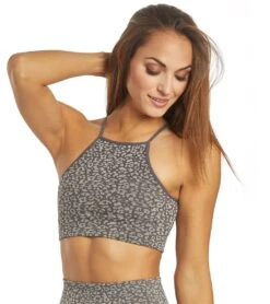 Free People Movement High Neck Leopard Yoga Sports Bra -Yoga Alliance 1776308092963 carbon 5a