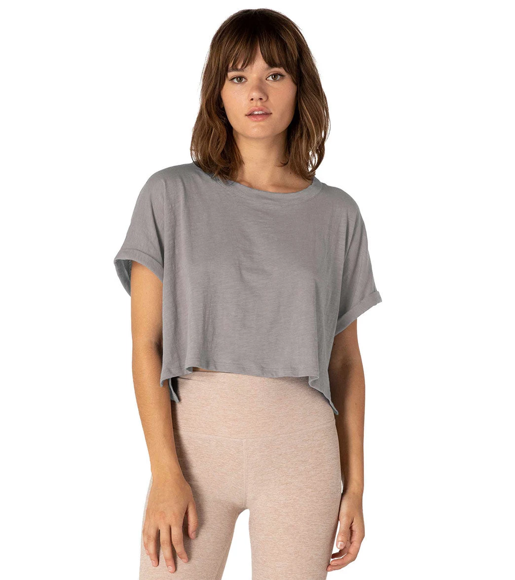 Beyond Yoga Never Been Boxy Cropped Yoga Tee Latte Heather 4 Beyond Yoga Never Been Boxy Cropped Yoga Tee Latte Heather - Image 2