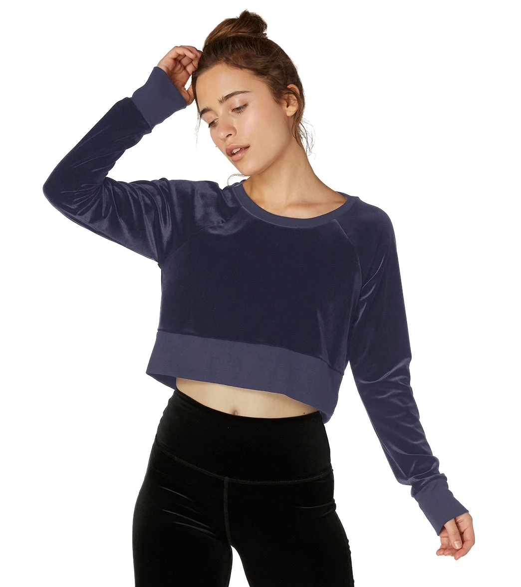 Beyond Yoga Cropped Velvet Pullover Deep Amethyst 4 Beyond Yoga Cropped Velvet Pullover Deep Amethyst - Image 2