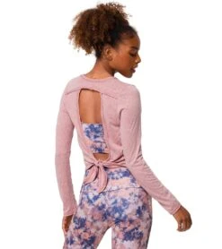 Onzie Vintage Tie Back Long Sleeve Yoga Top Fawn Vintage