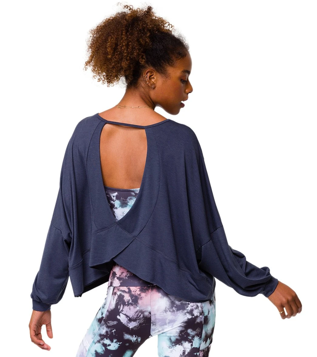 Onzie OM Long Sleeve Yoga Top Ombre Blue 5 Onzie OM Long Sleeve Yoga Top Ombre Blue - Image 3