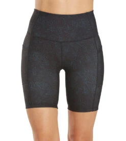 Everyday Yoga Uphold Tribe High Waisted Biker Shorts With Pockets 7" Black Tribal -Yoga Alliance 6577630838827 blacktribal