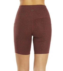 Everyday Yoga Uphold Cheetah High Waisted Biker Shorts With Pockets 7" Burgundy Cheetah -Yoga Alliance 6577631133739 burgundycheetah 3a