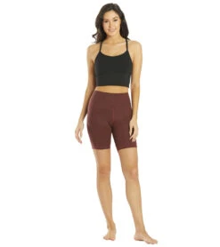 Everyday Yoga Uphold Cheetah High Waisted Biker Shorts With Pockets 7" Burgundy Cheetah -Yoga Alliance 6577631133739 burgundycheetah 4a