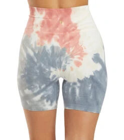 Spiritual Gangster Biker Short Seascape Spiral Tie Dye -Yoga Alliance 6591119097899 seascapespiraltiedye 3a