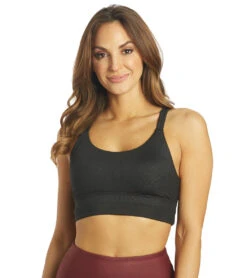 Marika Lacey Yoga Sports Bra -Yoga Alliance 6653610229803 blacklinearfloralemboss