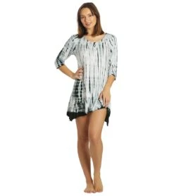 Yak & Yeti Boho Style Ruffled Tie Dye Tunic Black -Yoga Alliance 6823872954411 black 4a