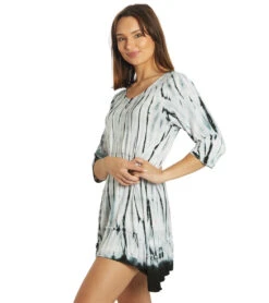 Yak & Yeti Boho Style Ruffled Tie Dye Tunic Black -Yoga Alliance 6823872954411 black 5a