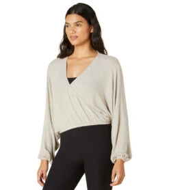 Beyond Yoga Wrapped Up Pullover Oatmeal
