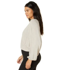 Beyond Yoga Wrapped Up Pullover Oatmeal 9 Beyond Yoga Wrapped Up Pullover Oatmeal -Yoga Alliance 6852269768747 oatmeal 4a