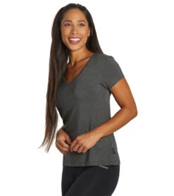 Boody Women's V-Neck T-Shirt -Yoga Alliance 6906607206443 darkmarl 4a