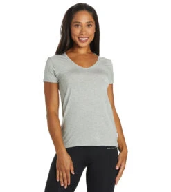 Boody Women's V-Neck T-Shirt -Yoga Alliance 6906607239211 lightgreymarl