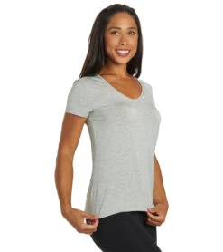 Boody Women's V-Neck T-Shirt -Yoga Alliance 6906607239211 lightgreymarl 2a