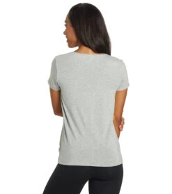 Boody Women's V-Neck T-Shirt -Yoga Alliance 6906607239211 lightgreymarl 3a
