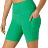Beyond Yoga Spacedye Team Pockets High Waisted Biker Shorts Green Grass Heather -Yoga Alliance 7027781926955 greengrassheather 2a