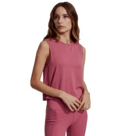 Varley Page Seamless Crop Tank Rose Wine