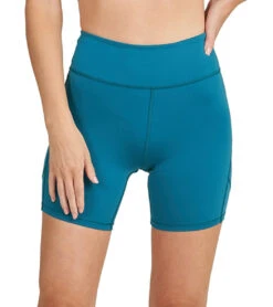 Thrive Societe Rib Inset Seamed Bike Short -Yoga Alliance 7099229929515 harbourblue 1a